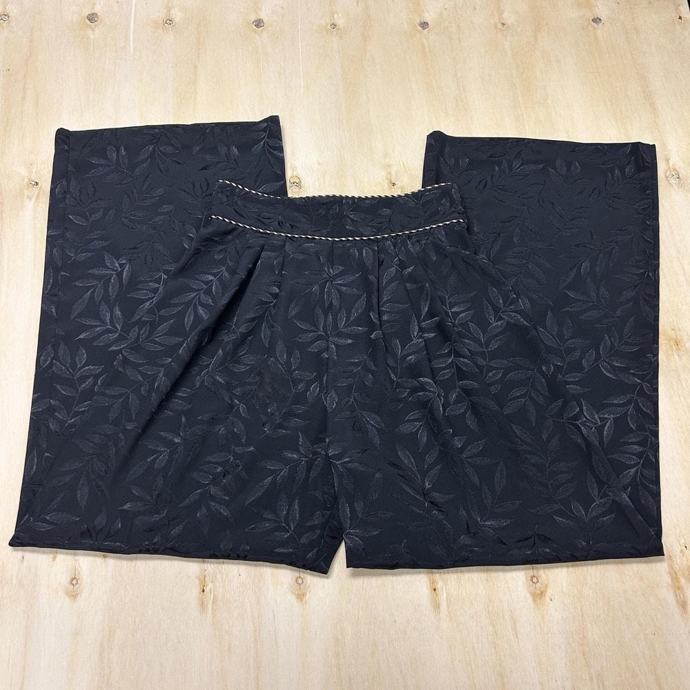 Vintage 90s Night Lights Dress Pants Womens Medium Black Floral Jacquard